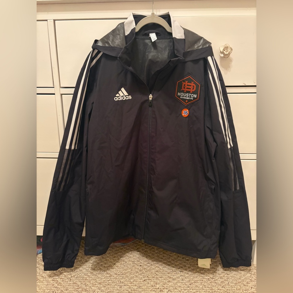 Men's Adidas Soccer Houston Dynamo FC Full-Zip Windbreaker Jacket Size Small